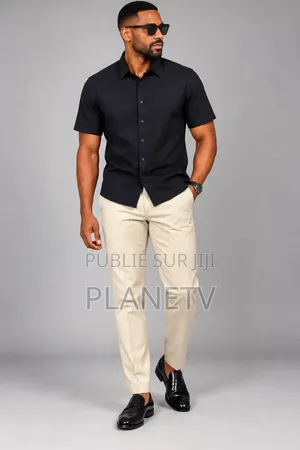 Ensemble Pantalon Kaki Chemise Lain Coton CFHLM