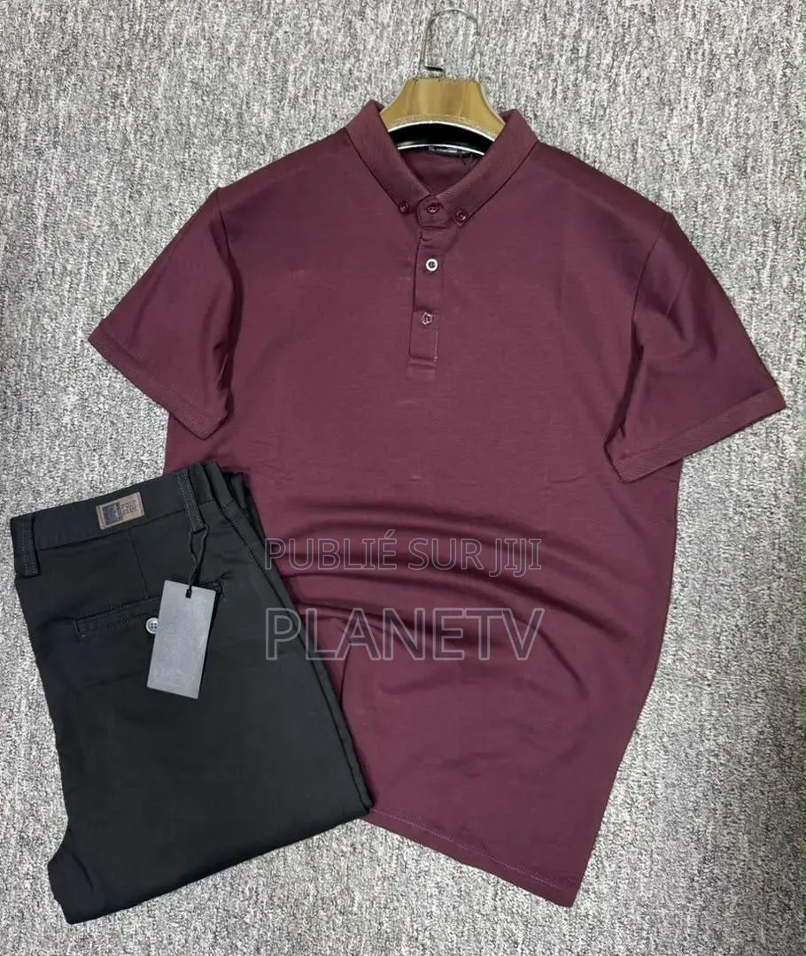 Ensemble Pantalon Kaki Et Lacoste en Coton CFHLM