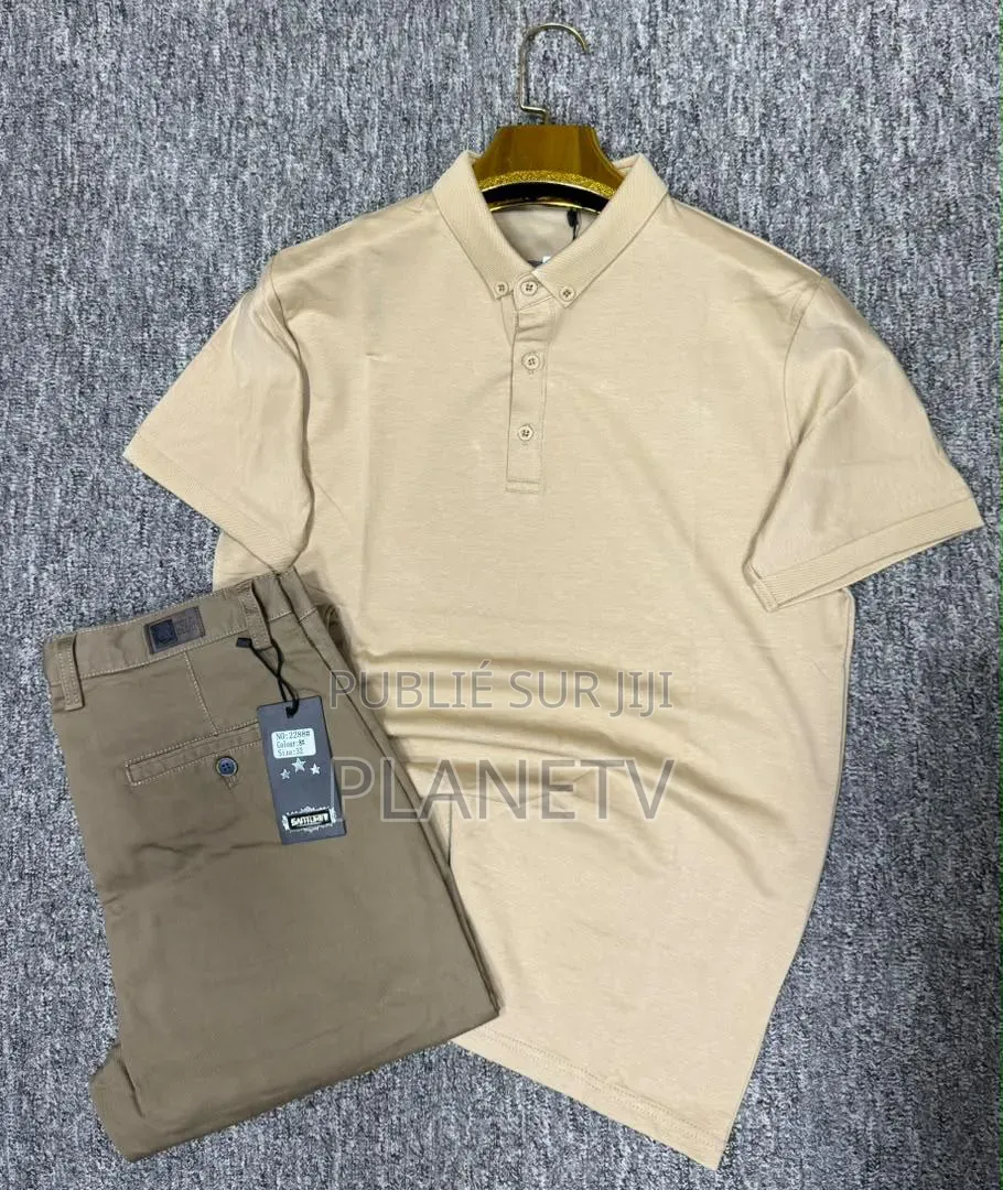 Ensemble Pantalon Kaki Et Lacoste en Coton CFHLM
