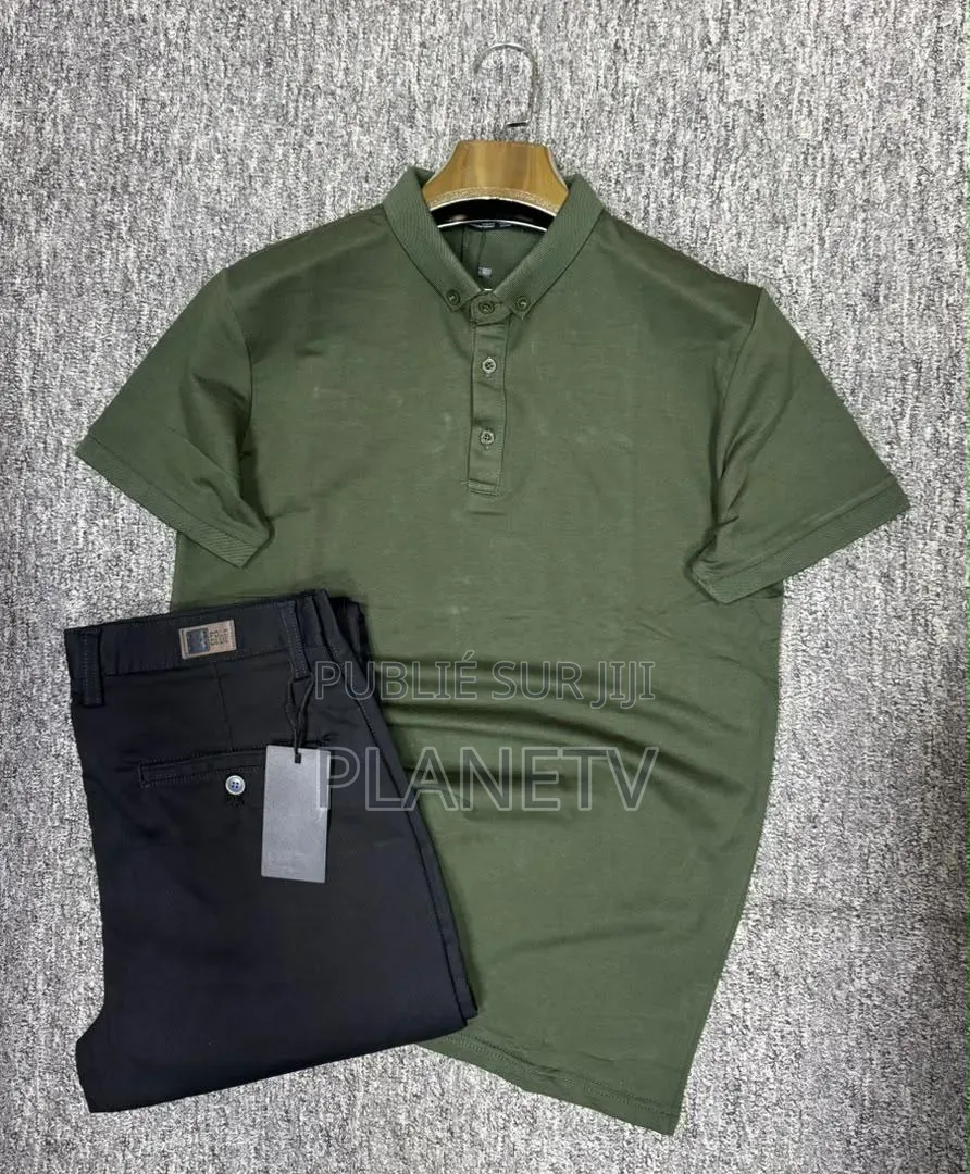 Ensemble Pantalon Kaki Et Lacoste en Coton CFHLM
