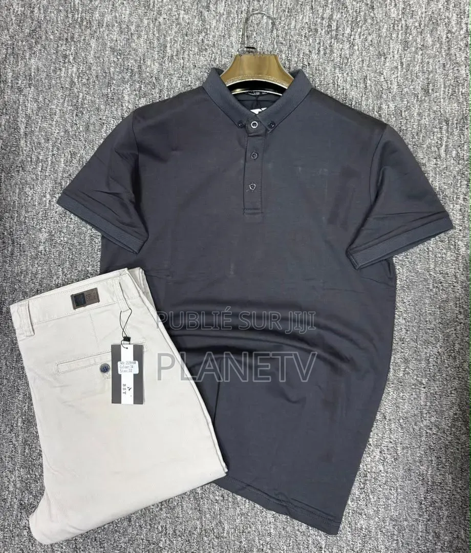Ensemble Pantalon Kaki Et Lacoste en Coton CFHLM