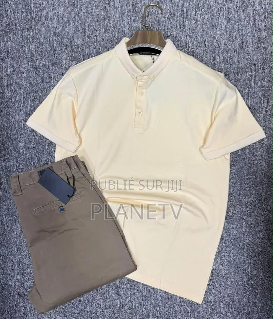 Ensemble Pantalon Kaki Et Lacoste en Coton CFHLM