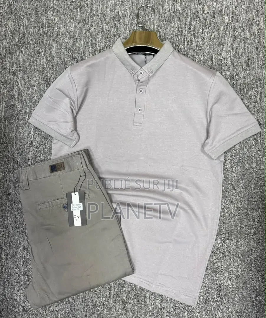 Ensemble Pantalon Kaki Et Lacoste en Coton CFHLM