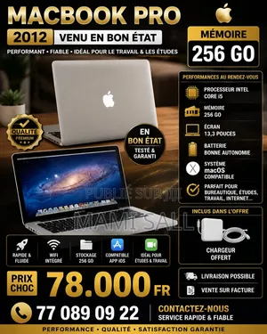 Nouveau Ordinateur portable Apple MacBook 2012 8GB SSD 128GB