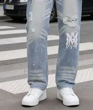 Jean Baggy Amiri - Bleu Délavé Strass