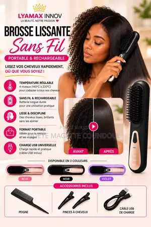Peigne Lissante Chauffante Sans Fil