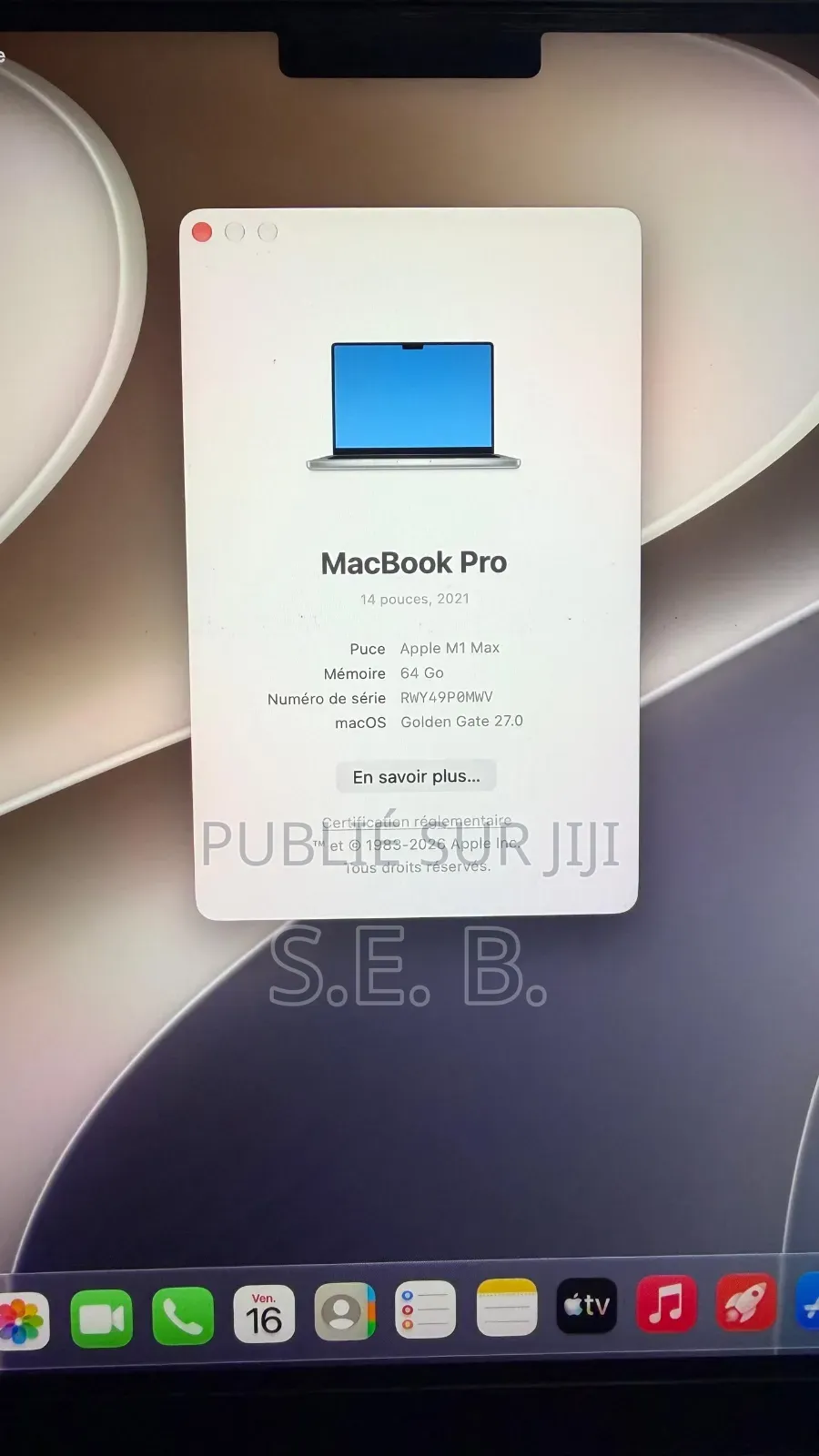 Nouveau Apple MacBook Pro 2021 M1 64GB Apple M1 Max SSD 1T
