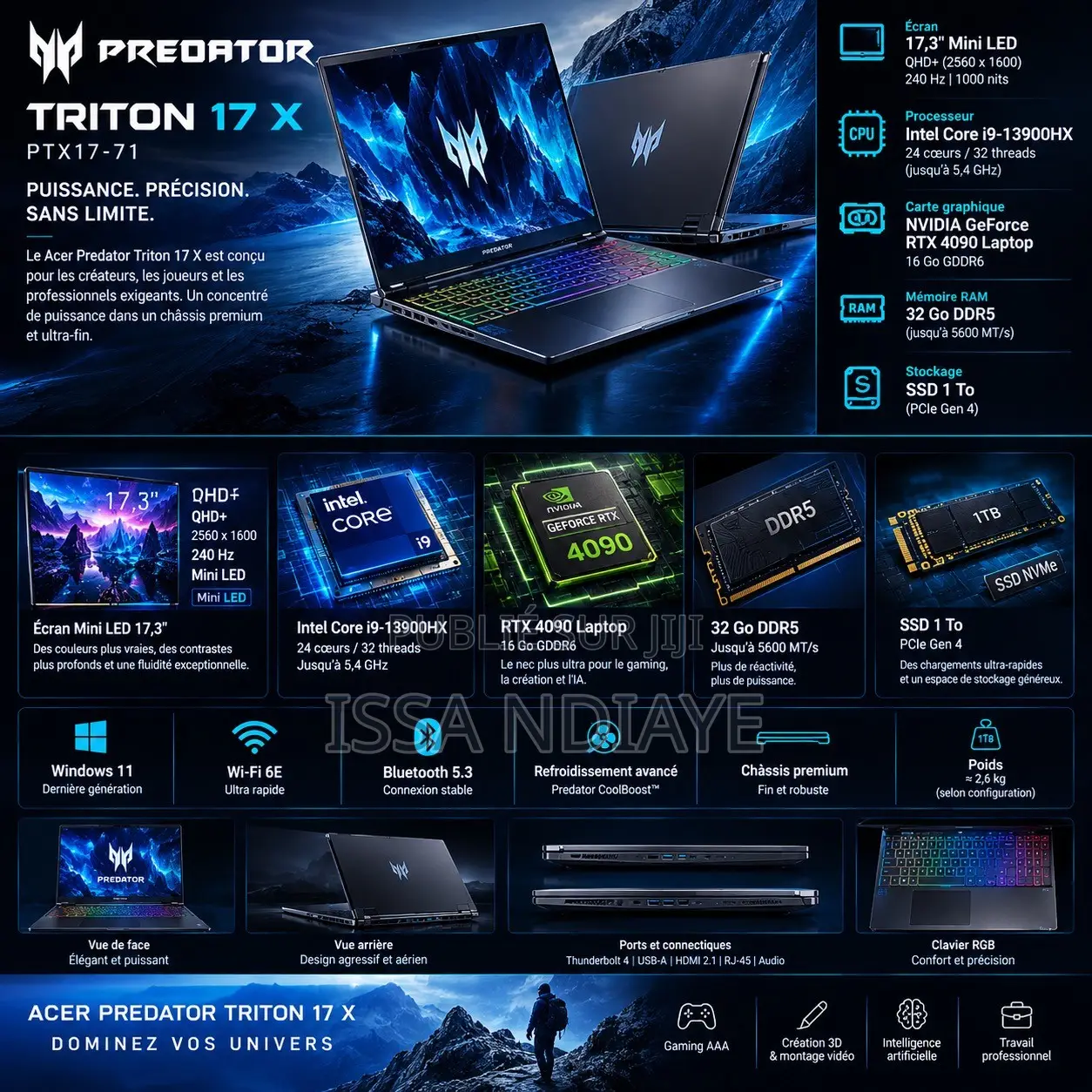 Nouveau Acer Predator Triton 17 X 32GB Intel Core i9 SSD 1T