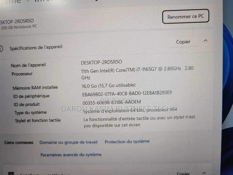 Nouveau Ordinateur portable HP 250 G8 16GB Intel Core i7 SSD 512GB