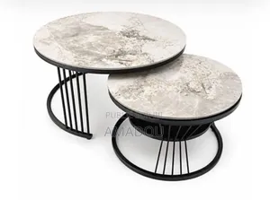 Ensemble Table Basse en Fer Et Bois 2 en 1 Tres Résistant Et Moderne