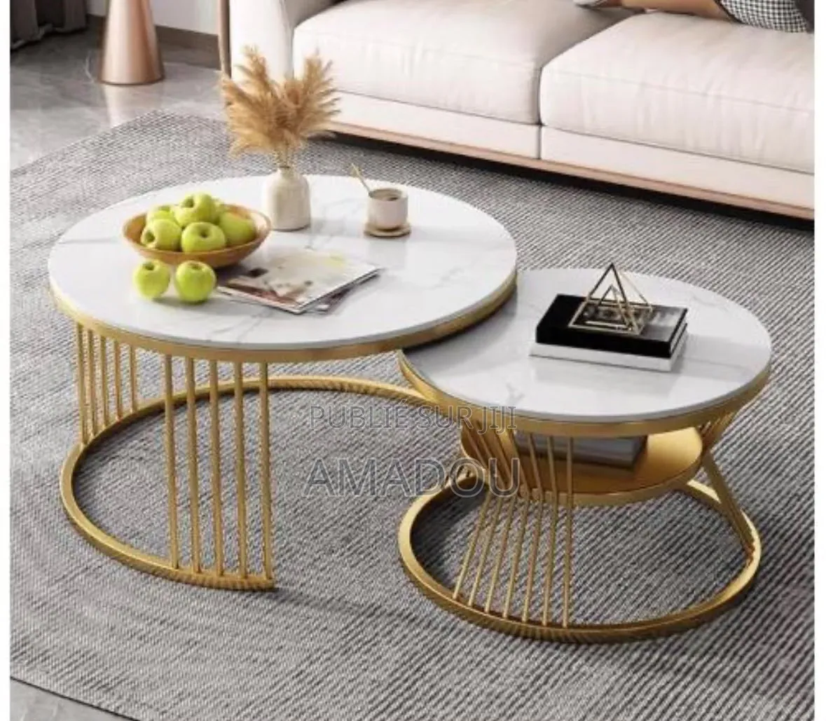 Ensemble Table Basse en Fer Et Bois 2 en 1 Tres Résistant Et Moderne