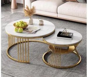 Ensemble Table Basse en Fer Et Bois 2 en 1 Tres Résistant Et Moderne