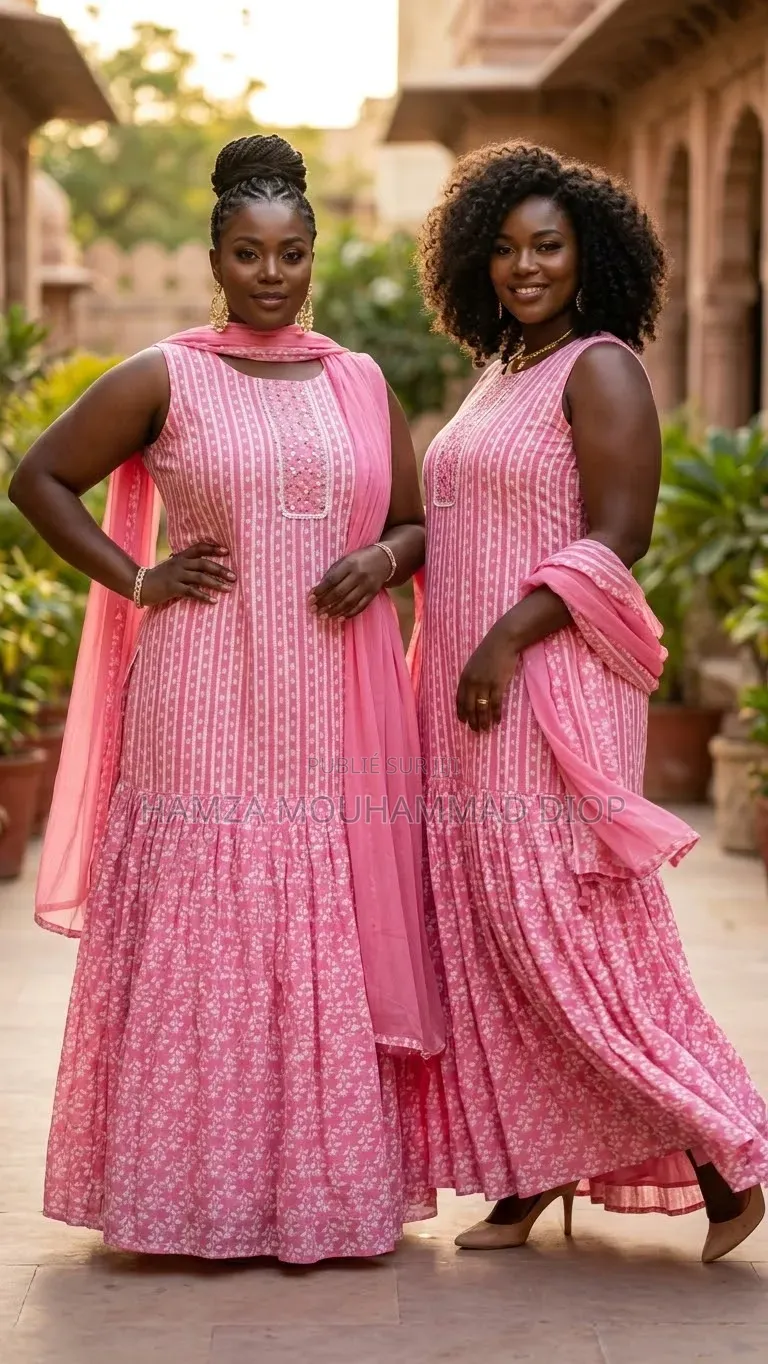 Robe Débardeur Et Robe Avec Manche 100% Cotton Avec Foulard De 2m