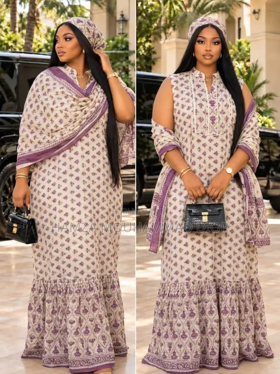 Robe Débardeur Et Robe Avec Manche 100% Cotton Avec Foulard De 2m