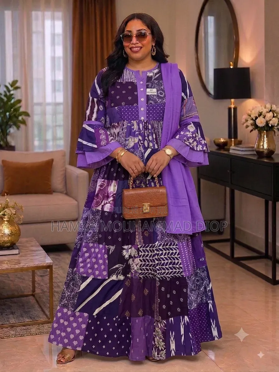 Robe Débardeur Et Robe Avec Manche 100% Cotton Avec Foulard De 2m