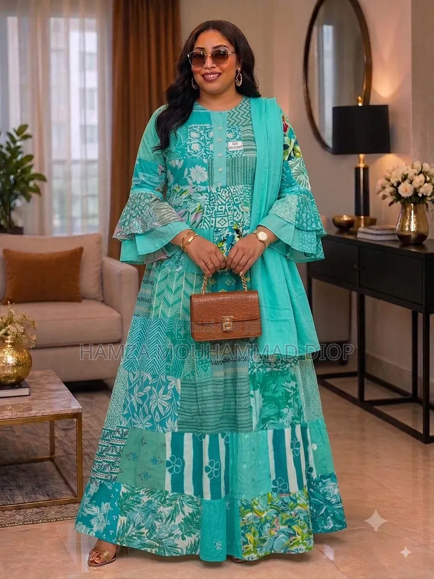 Robe Débardeur Et Robe Avec Manche 100% Cotton Avec Foulard De 2m