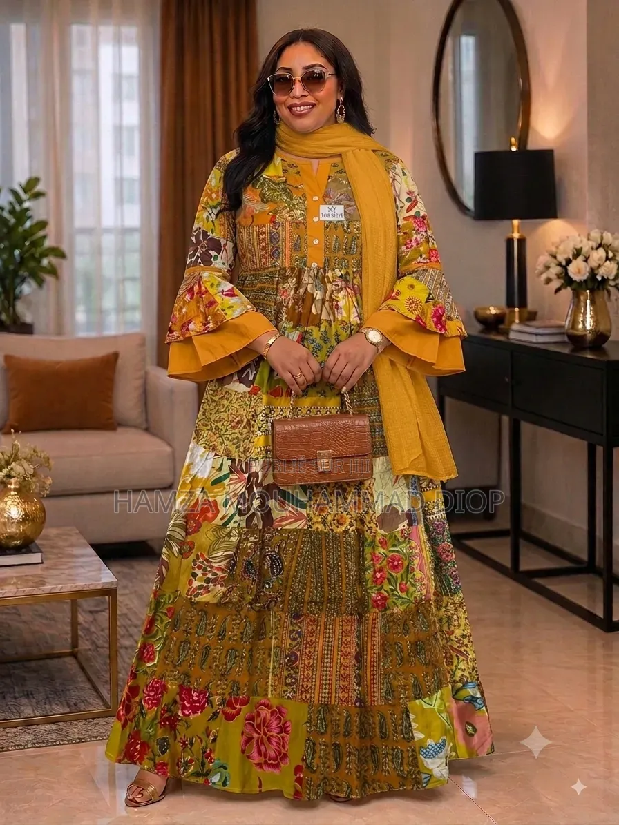 Robe Débardeur Et Robe Avec Manche 100% Cotton Avec Foulard De 2m