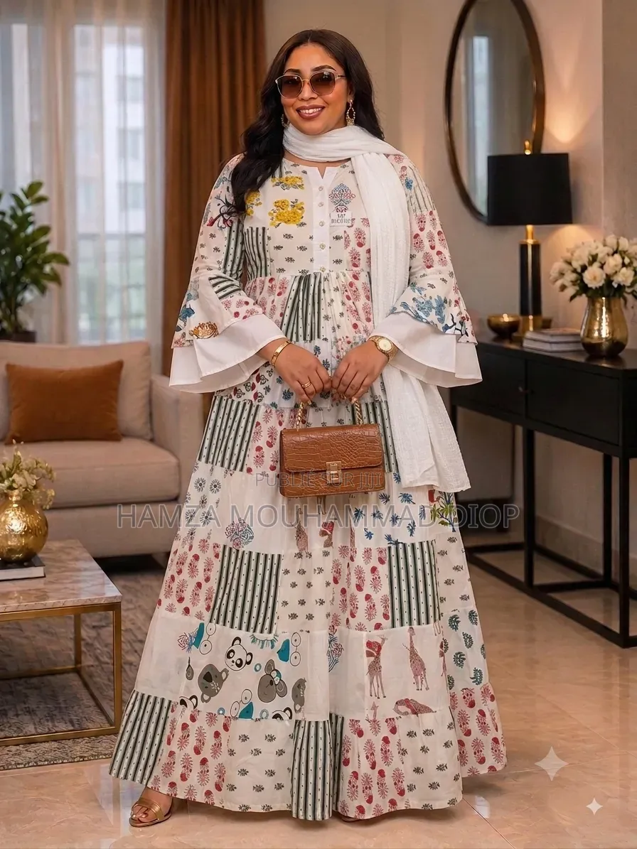 Robe Débardeur Et Robe Avec Manche 100% Cotton Avec Foulard De 2m