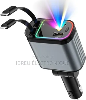 CHARGEUR ALLUME-CIGARE 4 EN 1 – Avec Cable Rétractabl