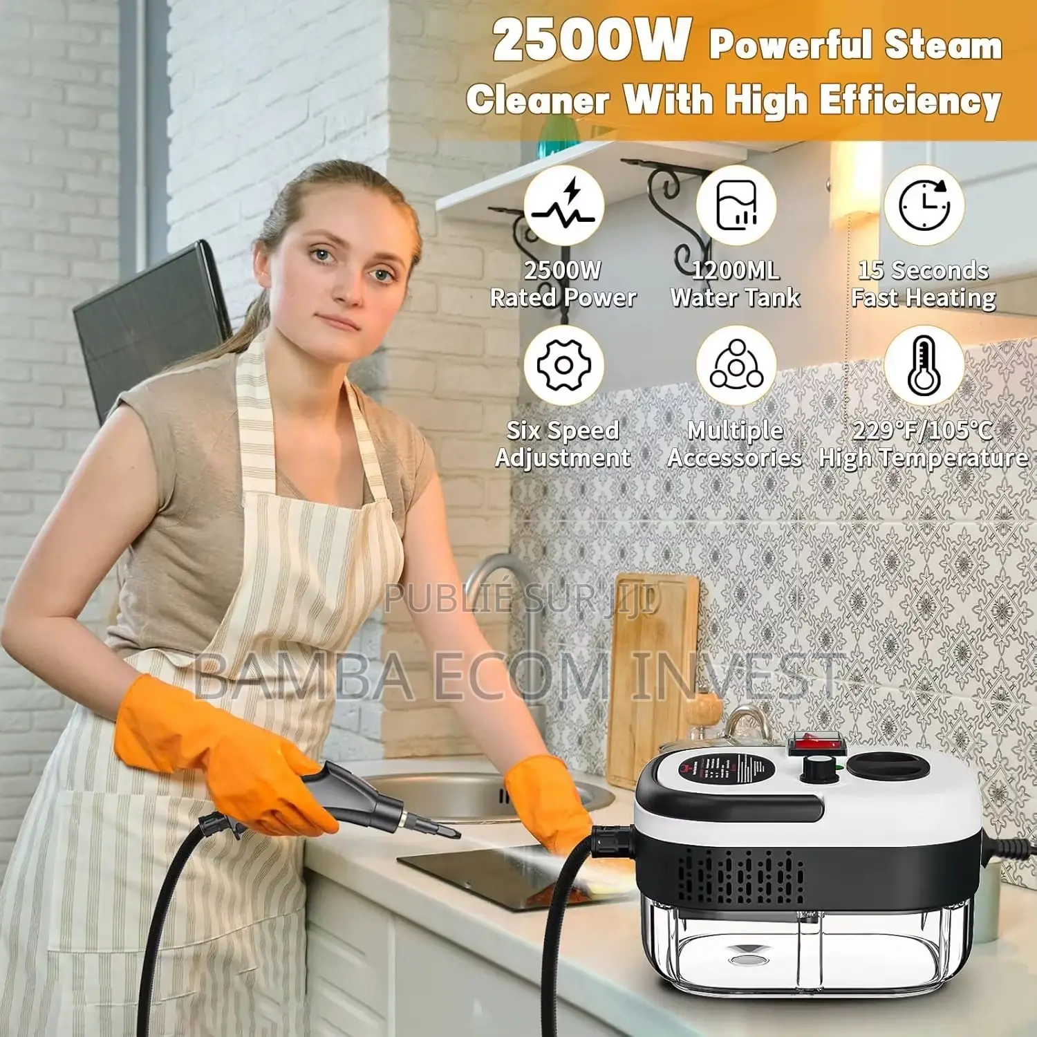 Nettoyeur À Vapeur 3,0 Bar, 2500 W De 1,2L, 9 Accessoires, 6 Niveaux