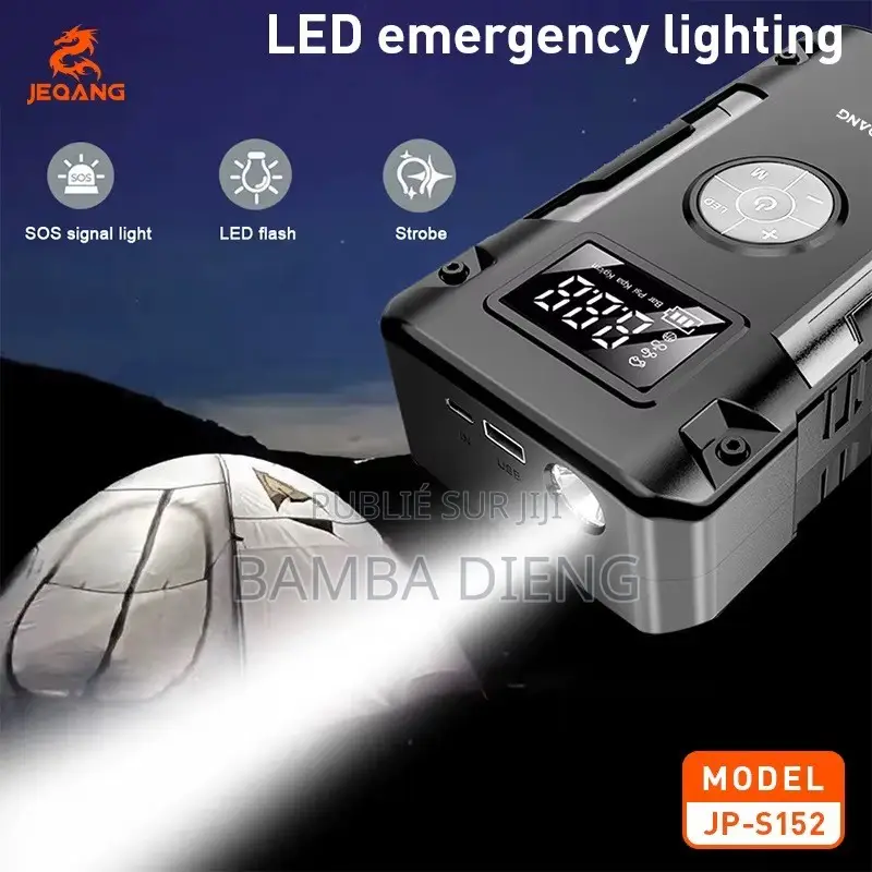 Démarreur De Batterie 4-en-1 Avec Pompe À Pneu, Powerbank Et Lampe LED
