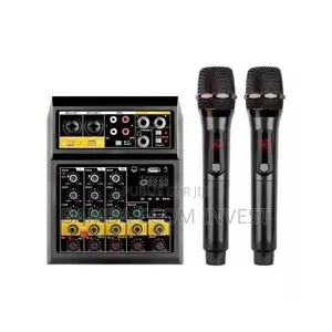 Table De Mixage Audio À 4 Canaux, 2 Microphones Sans Fil Rechargeables