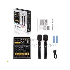 Table De Mixage Audio À 4 Canaux, 2 Microphones Sans Fil Rechargeables