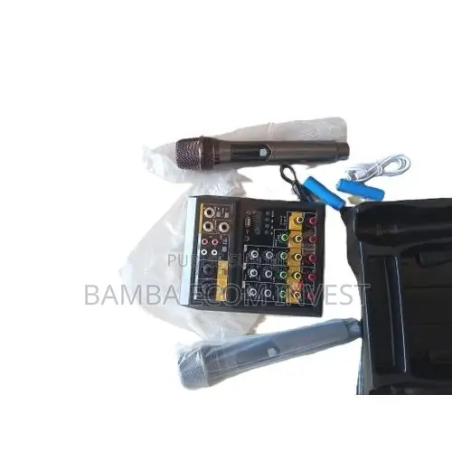 Table De Mixage Audio À 4 Canaux, 2 Microphones Sans Fil Rechargeables