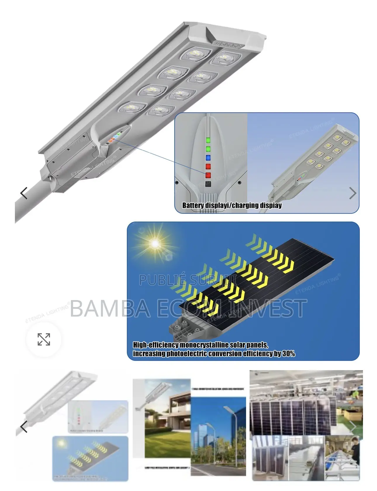 Lampadaire Solaire Hongtu 1000W (Série 17)