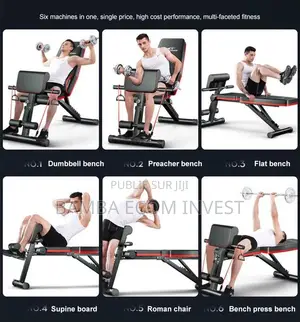 Banc De Musculation 6 in 1 Pliable&Inclinable Réglable 40*130*40-120cm