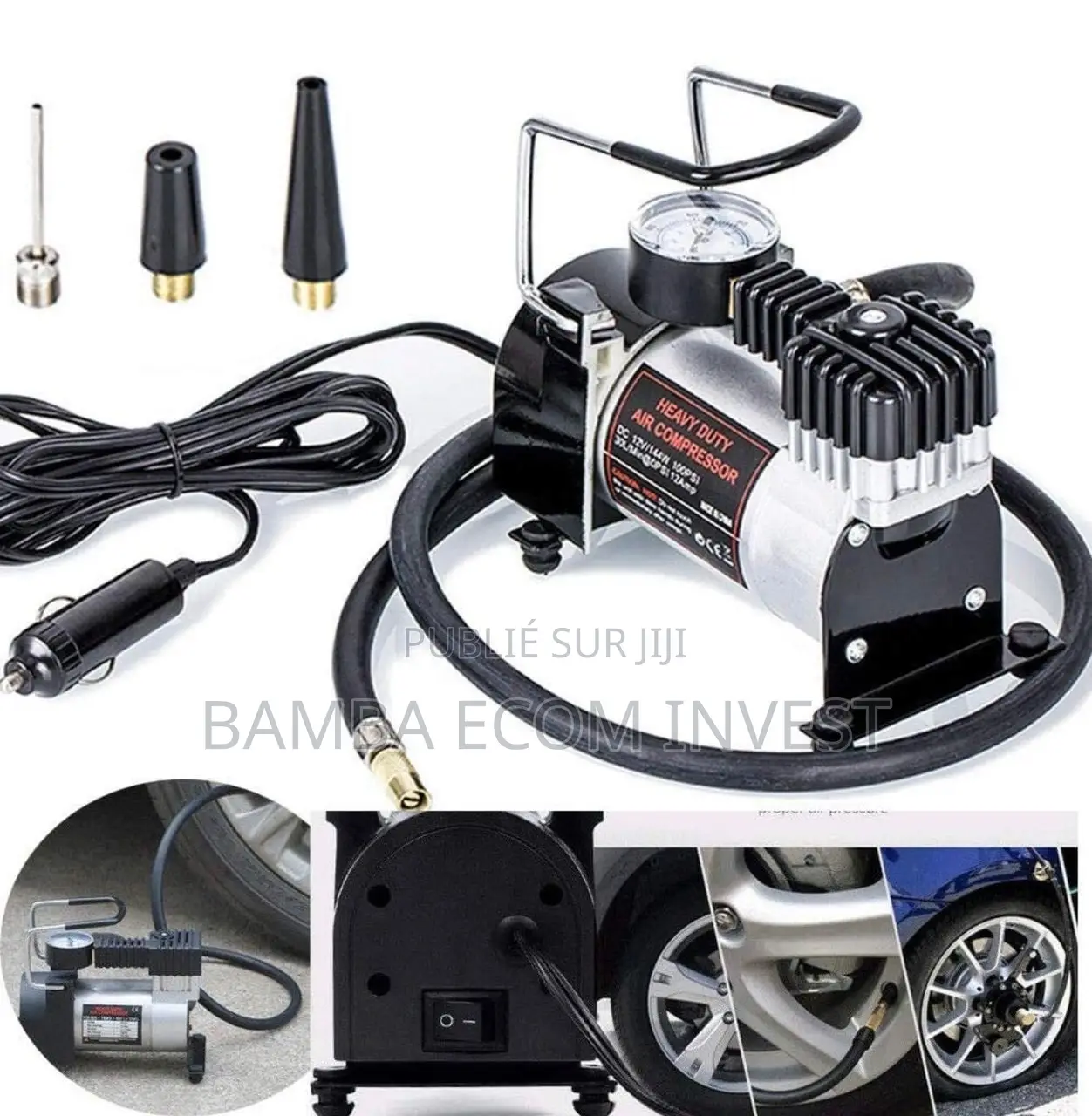 Compresseur d'Air Portable 12V (Gonfleur De Pneu Électrique)