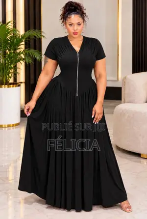 Robe Longue Femme Grande Taille Zip Devant - 5 Couleurs L XL XXL XXXL