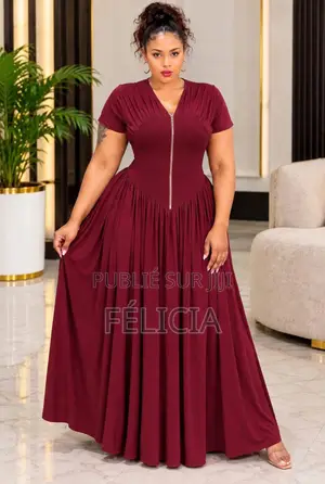 Robe Longue Femme Grande Taille Zip Devant - 5 Couleurs L XL XXL XXXL