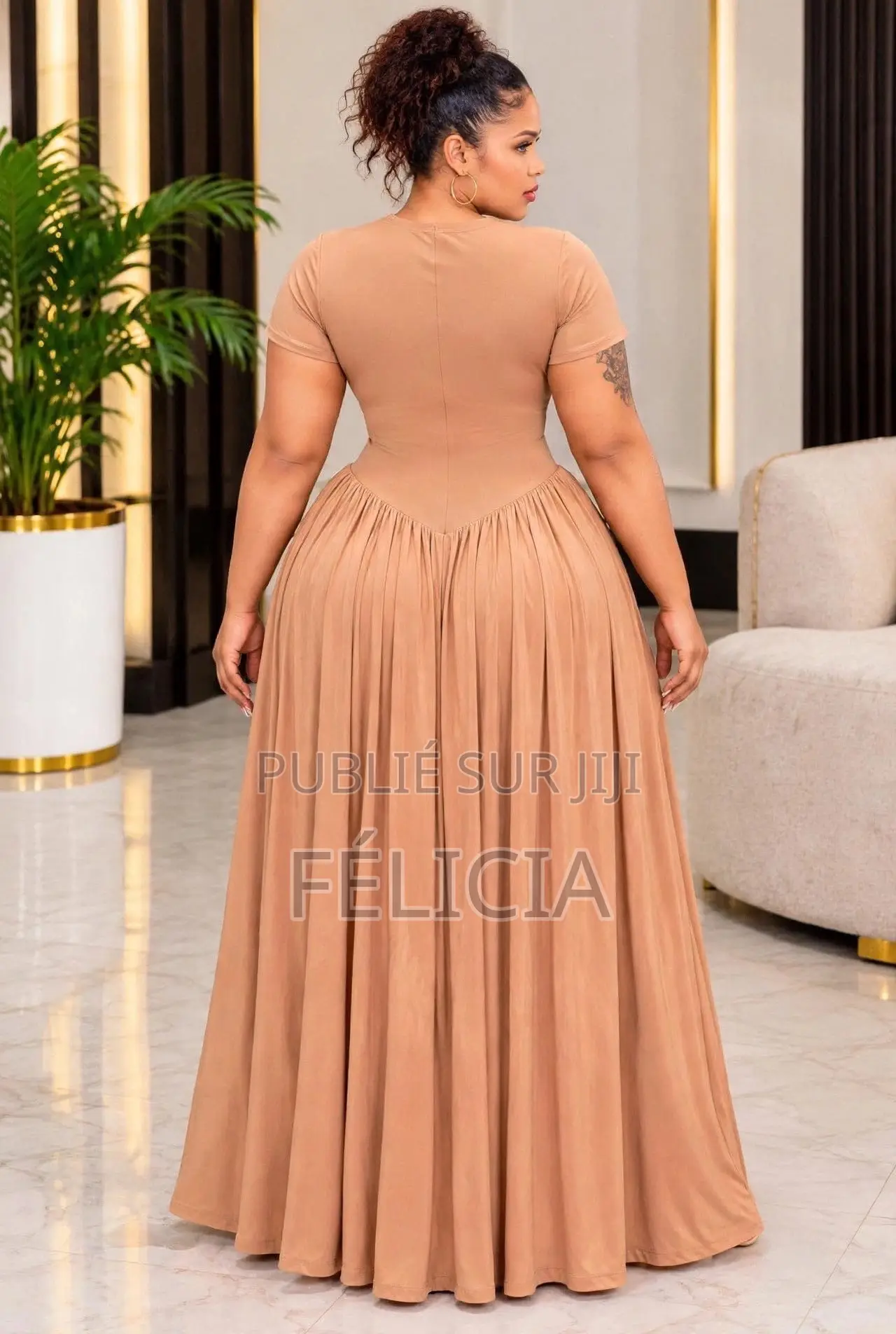 Robe Longue Femme Grande Taille Zip Devant - 5 Couleurs L XL XXL XXXL