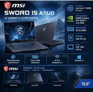 Ordinateur portable MSI MSI Sword 15 32GB Intel Core i7 SSD 512GB