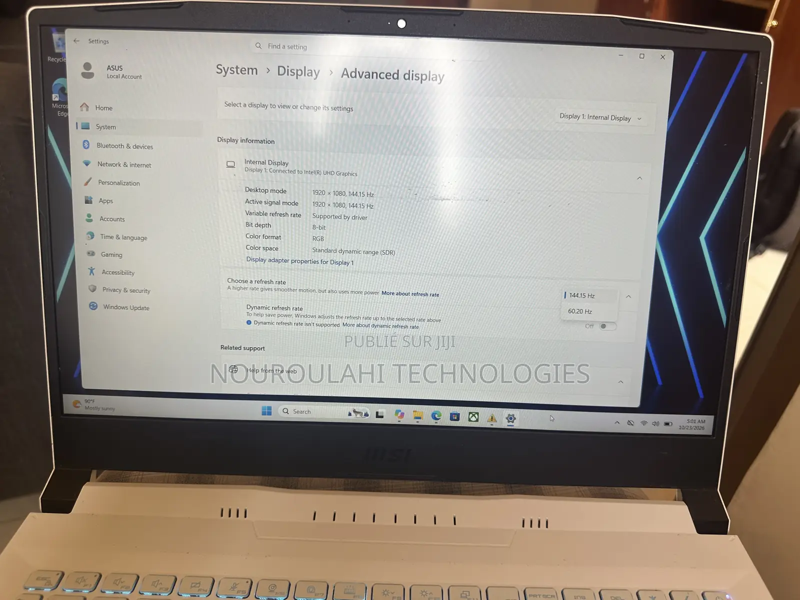 Ordinateur portable MSI MSI Sword 15 32GB Intel Core i7 SSD 512GB