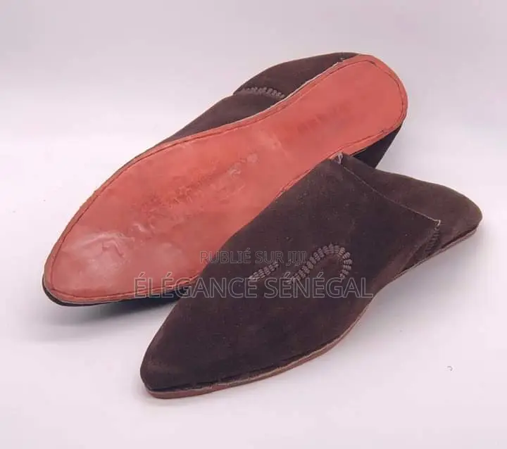 Babouche Royale Marocaine 100% Cuir Daim Authentique Homme