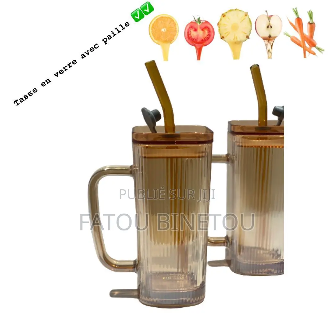 Tasse en Verre Avec Paille