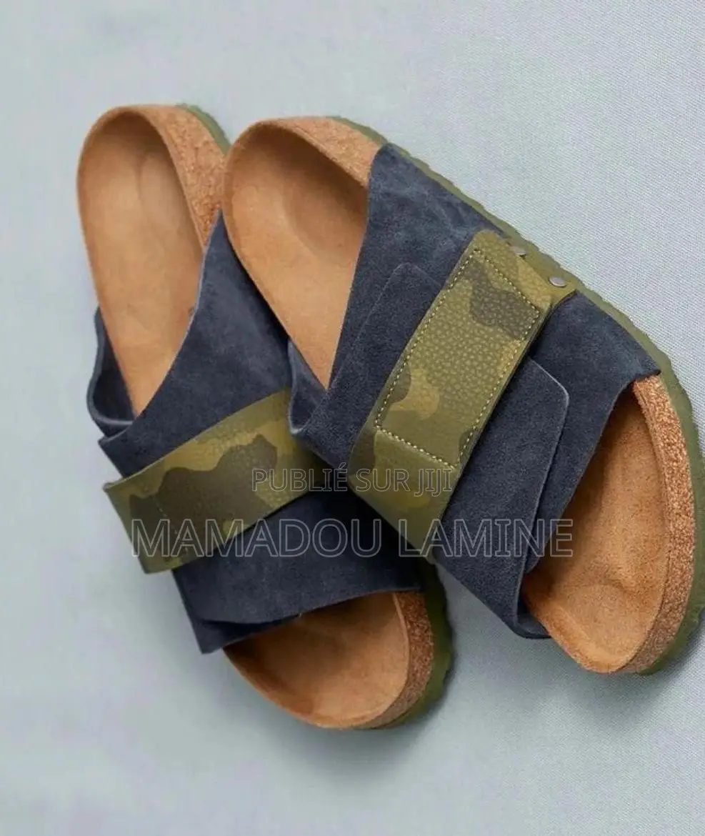 Sandale Orthopédique en Daim Bleue De Nuit Avec Bande