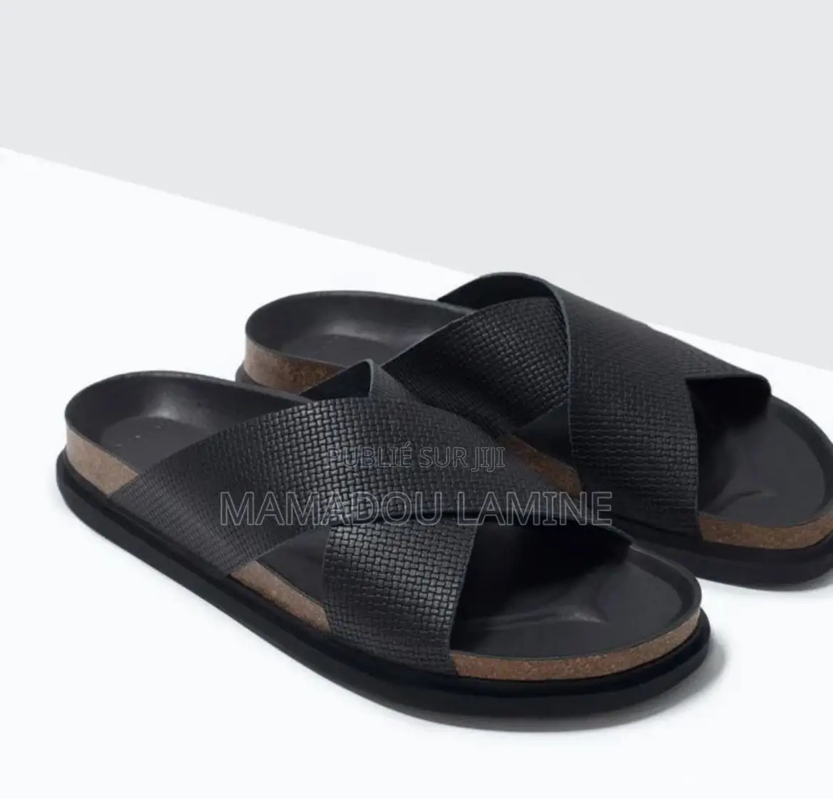 Sandale Orthopédique Noire Croisée en Cuir