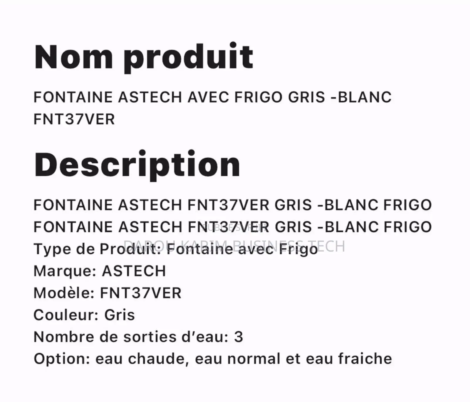 Fontaine À Eaux Astech Et Frigo