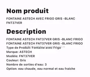 Fontaine À Eaux Astech Et Frigo