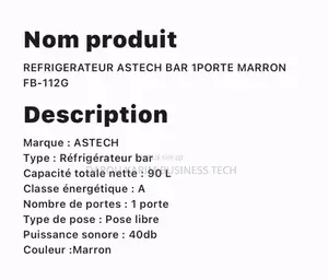 Réfrigérateur Astech 1 Porte