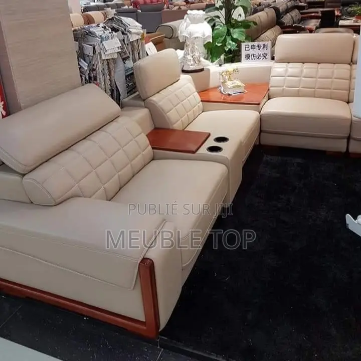 Salon L De Chine en Croute Cuir