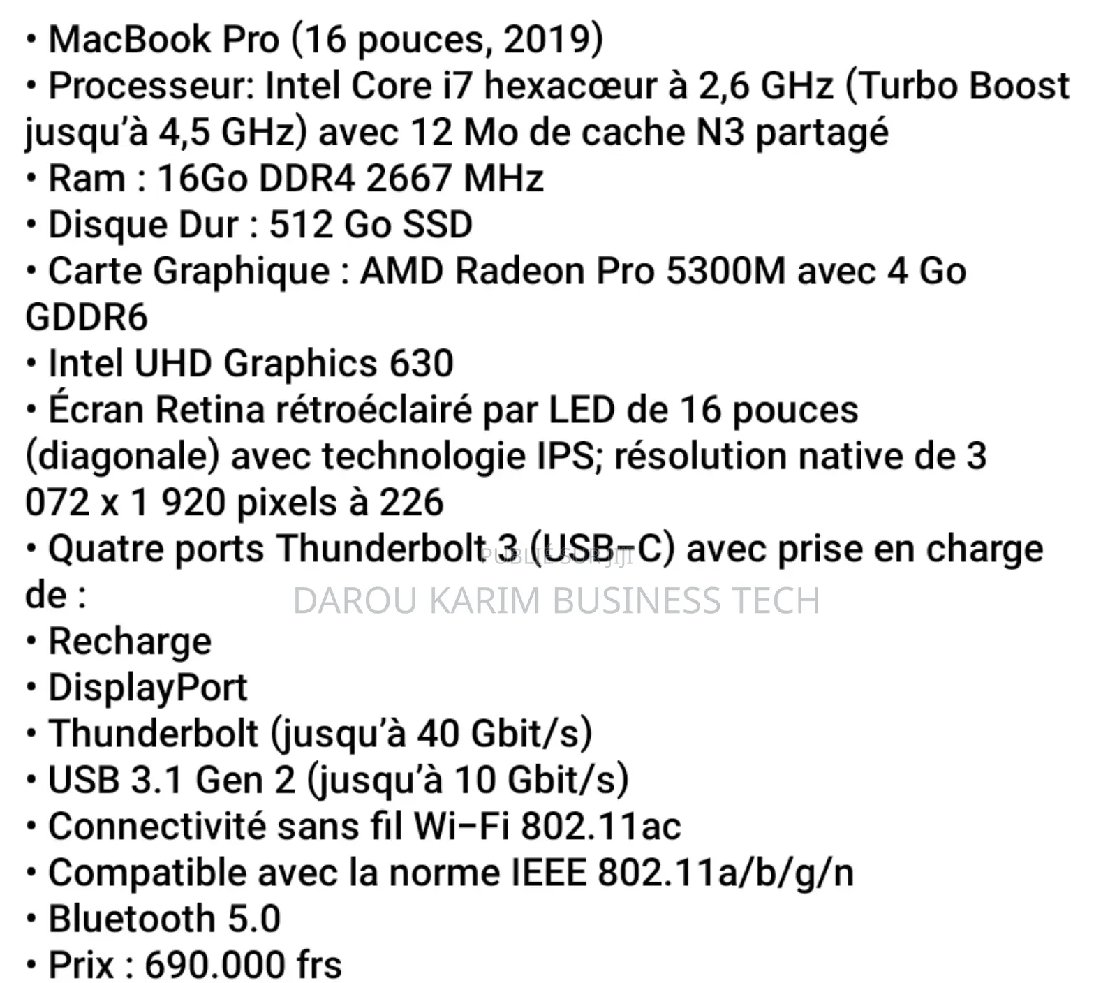 New Apple MacBook Pro 2019 16GB Intel Core I7 SSD 512GB