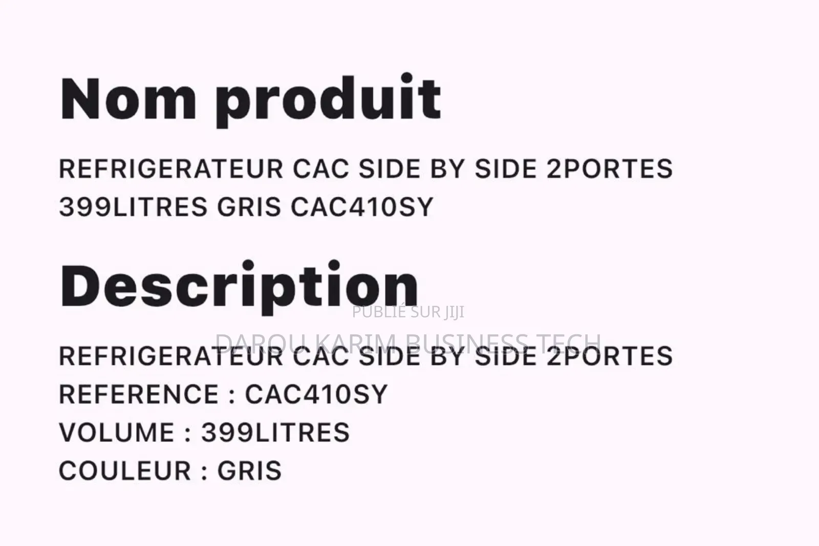 Réfrigérateur Side by Side