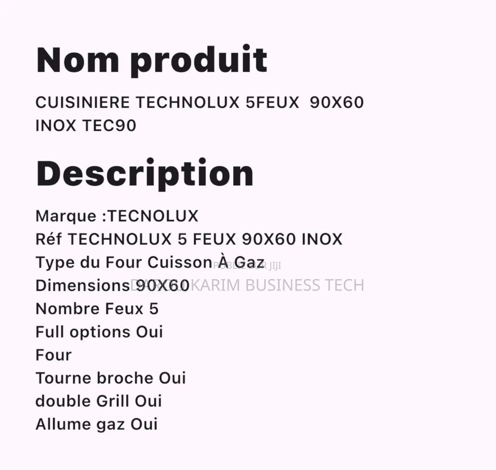 Cuisinière Technolux