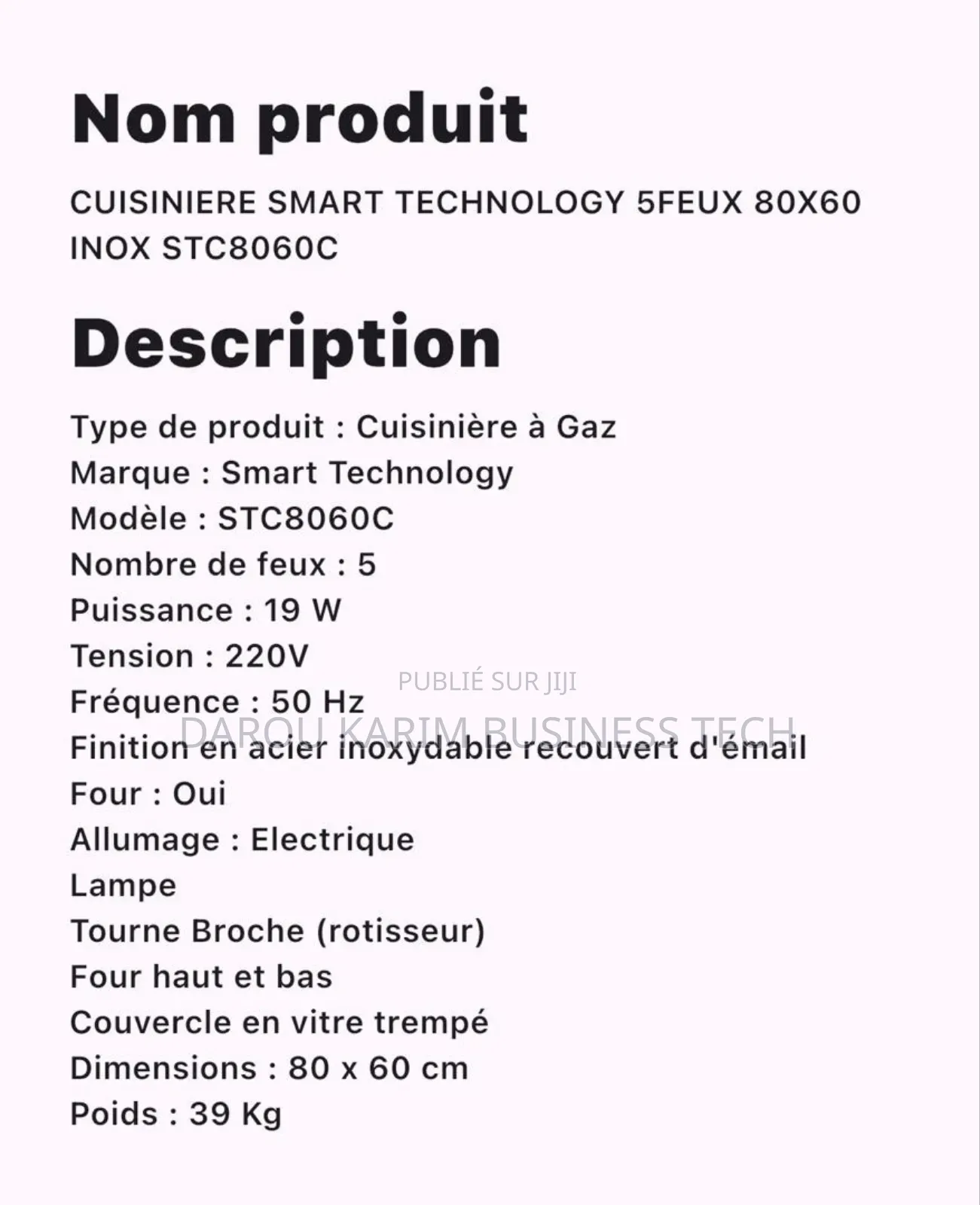 Cuisinière Smarth Technologies