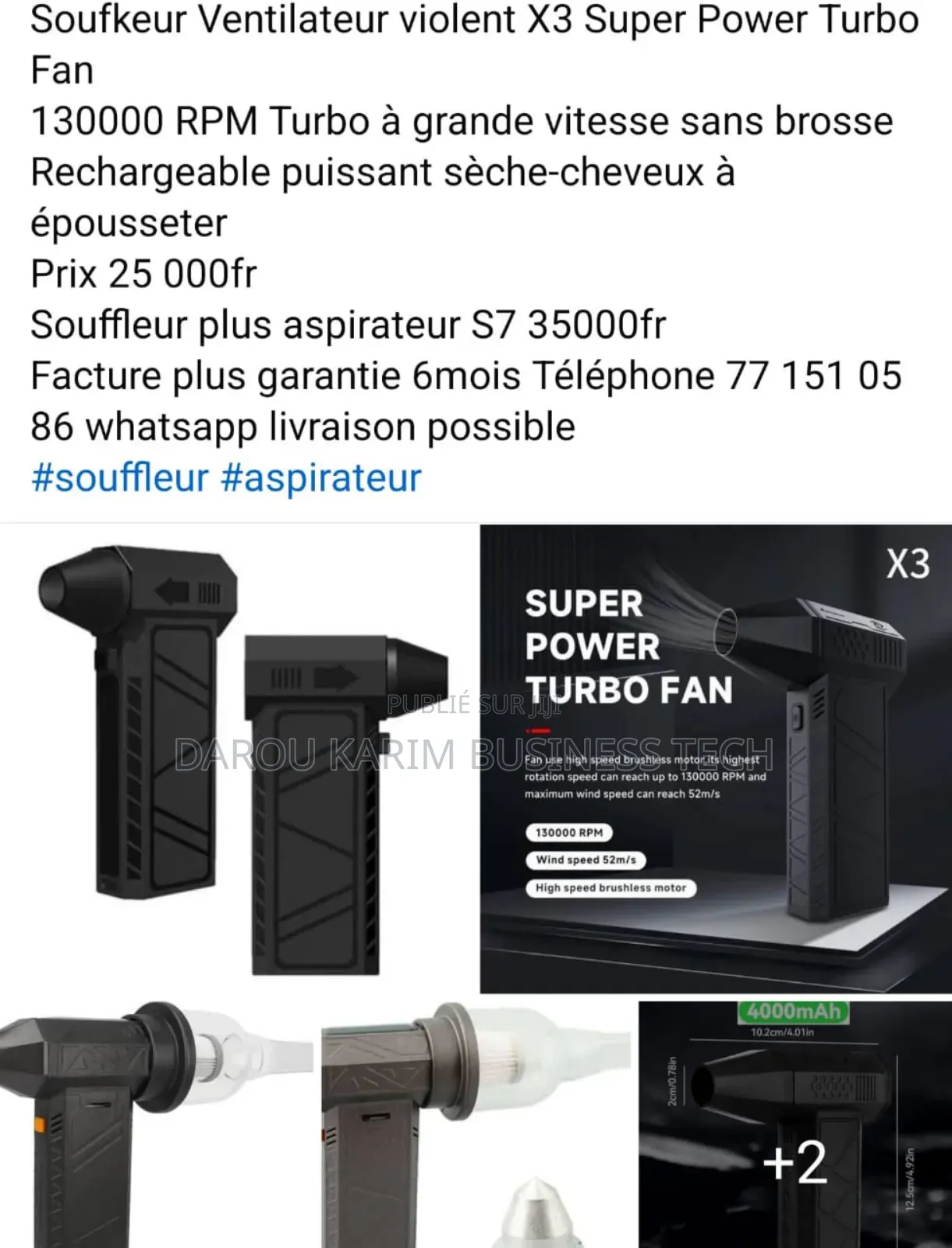 Ventilateur Violent X3 Super Power Turbo Fan