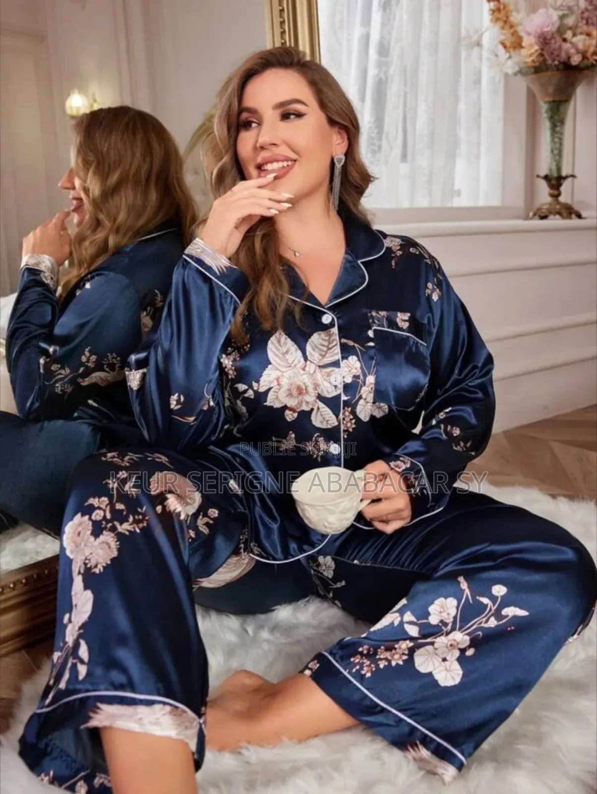 Pyjama Pantalon Modèle Longues Manches Grande Taille